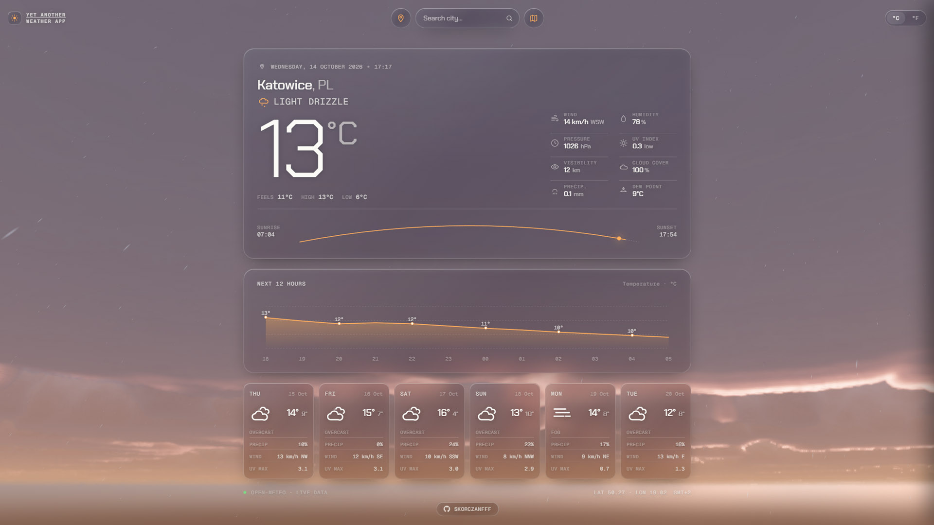 Zrzut ekranu: Yet Another Weather App